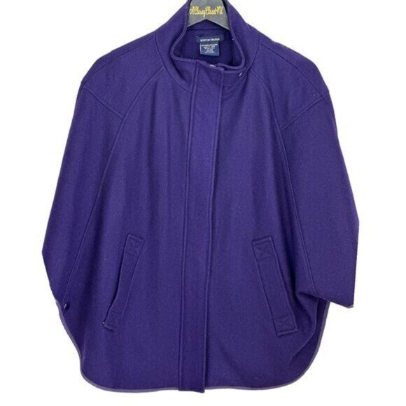 Vintage Boston Proper Purple Wool Blend Cape with Zipper and Pockets XS - Picture 4 of 8